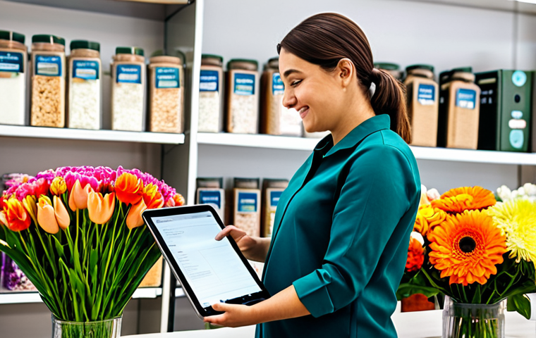 **

"A vibrant local flower shop, fully clothed florist arranging a custom bouquet based on customer data displayed on a tablet, safe for work, appropriate content, professional setting, bright and inviting atmosphere, perfect anatomy, natural proportions, high-quality photography, modest clothing, family-friendly environment."

**