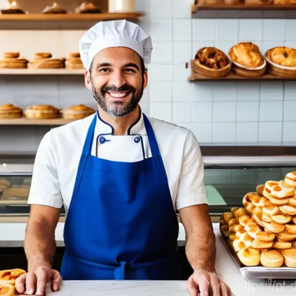 로컬 비즈니스의 SEO 최적화 방법 - **Prompt:** A vibrant and inviting scene inside a Portuguese local bakery (pastelaria) with a friend...