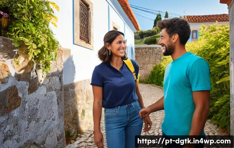 로컬 디지털 경제에서의 자원 공유 플랫폼 활용 - **Community Tool Exchange in a Sunny Portuguese Neighborhood:**
"A bright, outdoor scene depicti...