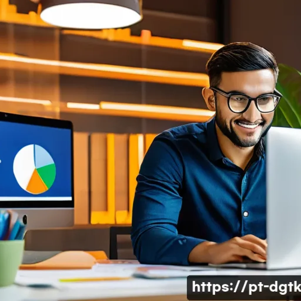 소상공인을 위한 디지털 광고 실행 전략 - A vibrant digital marketing workspace scene featuring a small Brazilian entrepreneur in casual busin...