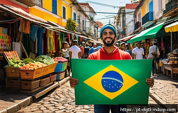 로컬 디지털 경제의 성장 동력 분석 - A vibrant Brazilian local market scene in a small urban neighborhood, featuring diverse micro-busine...