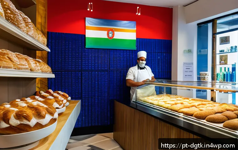소상공인을 위한 로컬 디지털 경제 활용법 - A vibrant local bakery scene set in Porto Alegre, Brazil, showing a warm, inviting interior with a b...